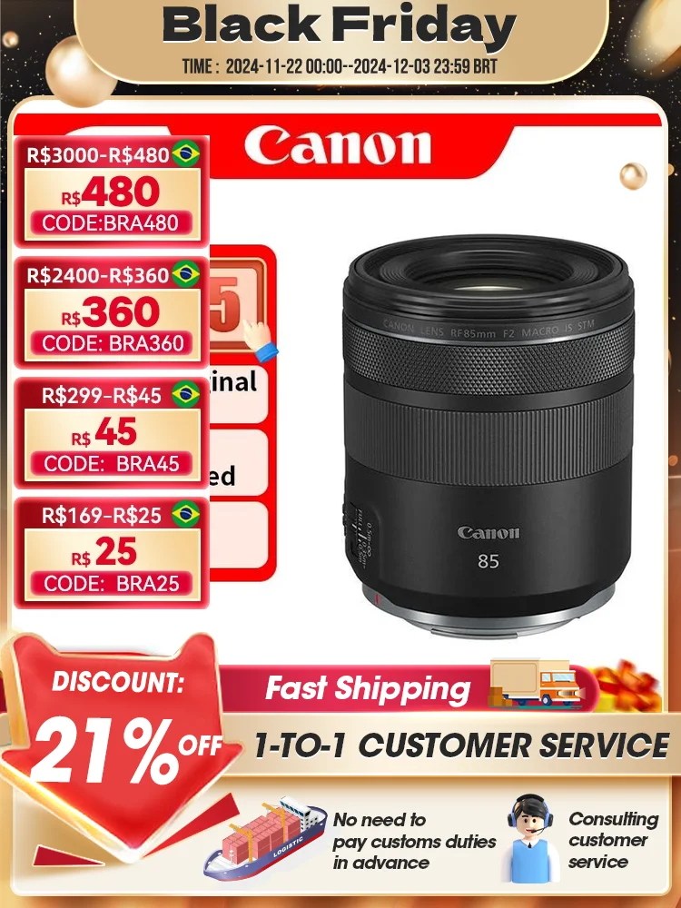 Canon RF 85MM F2 Macro Large Aperture Macro Prime Full-frame Mirrorless Camera Lens For Canon RF-Mount RP R5 R10 R6 R 85 2