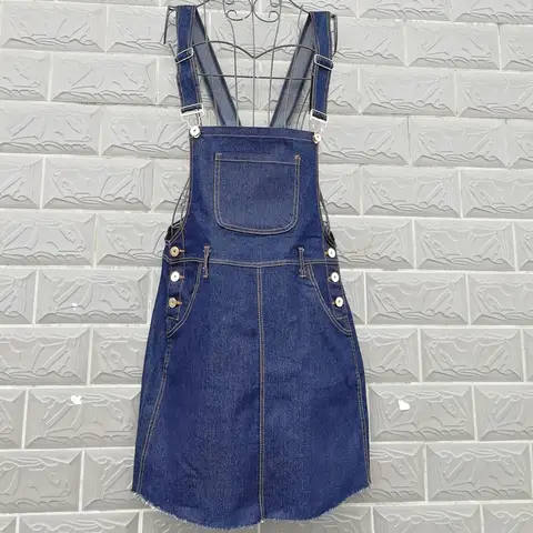 Suspender Sundress Fashion Girl Autumn Winter Casual Sleeveless Pocket Retro Denim Straps Dress Female Vintage Party Dress Loose