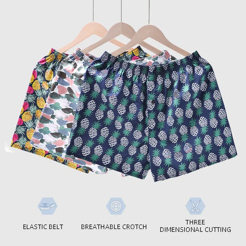 Boxershorts Men Underwear Mens Boxers Cotton Boxers Shorts Sleep Underpants Printed Stripes Loose Comfortable Homewear Panties