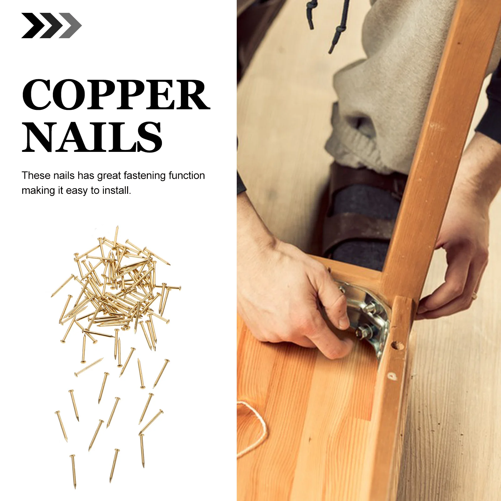 

100Pcs Pure Brass Nails 1.2x1.5mm Vintage Gold Finish Durable Decorative Nails for Furniture Hinges Carpentry Accessories