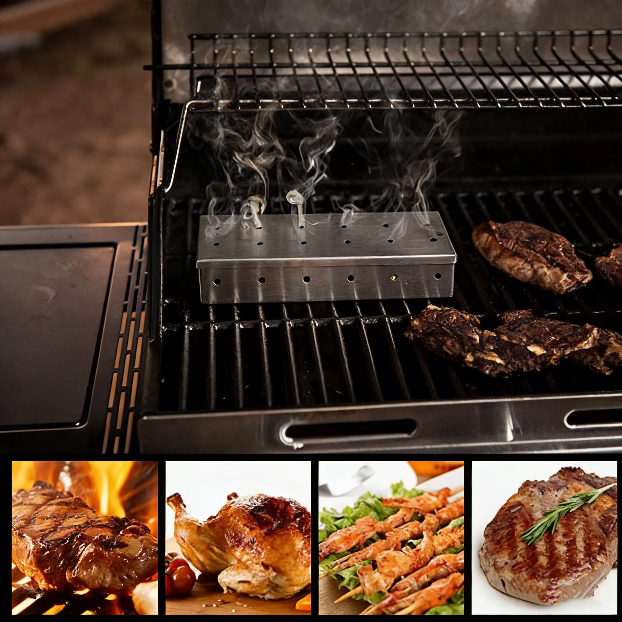 Stainless Steel Bbq Smoker Box For Grilling Wood Chip Smoking Box With Perforated Design For Outdoor Bbq And Camping Use