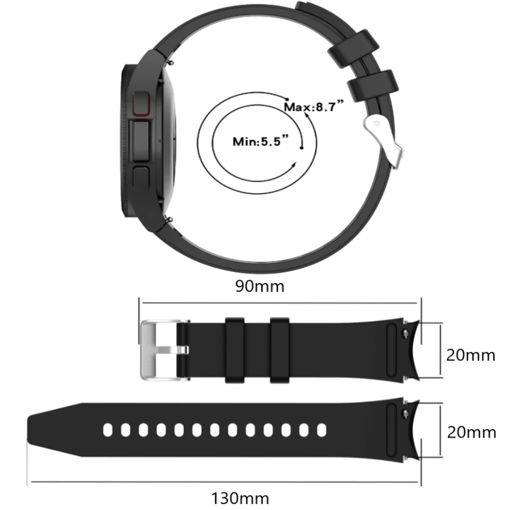 Correa de silicona original de 20 mm para Samsung Galaxy Watch 4/6 Classic 43mm 47mm 46 mm 42 mm pulsera de silicona para Galaxy Watch 4 / 5/6 44 mm