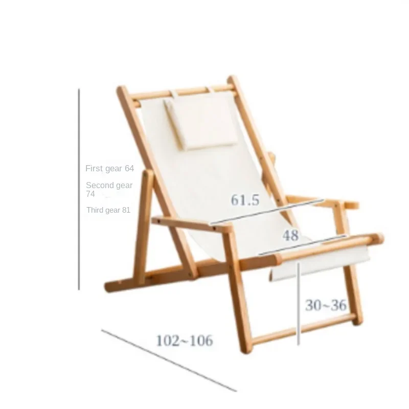 

Silla Plegable De Madera Maciza Para Adultos, Sillón Reclinable De Lona Para Exteriores, Playa Y Balcón