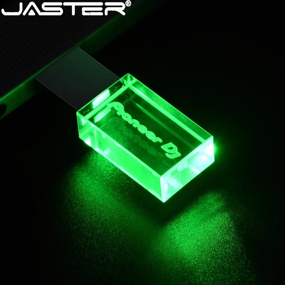 JASTER Pioneer DJ USB Flash Drive 128GB Silver Crystal Memory Stick 64GB Colorful LED Pendrive 32GB Real Capacity U Disk 16GB