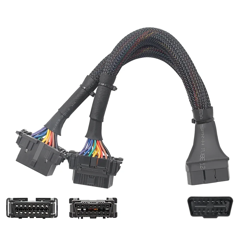 OBD2 Extension Cable 16pin Male to Female for ELM 327 for Auto Car Diagnostic Tool Scanner OBDII Splitter 2 Way Extension Cable