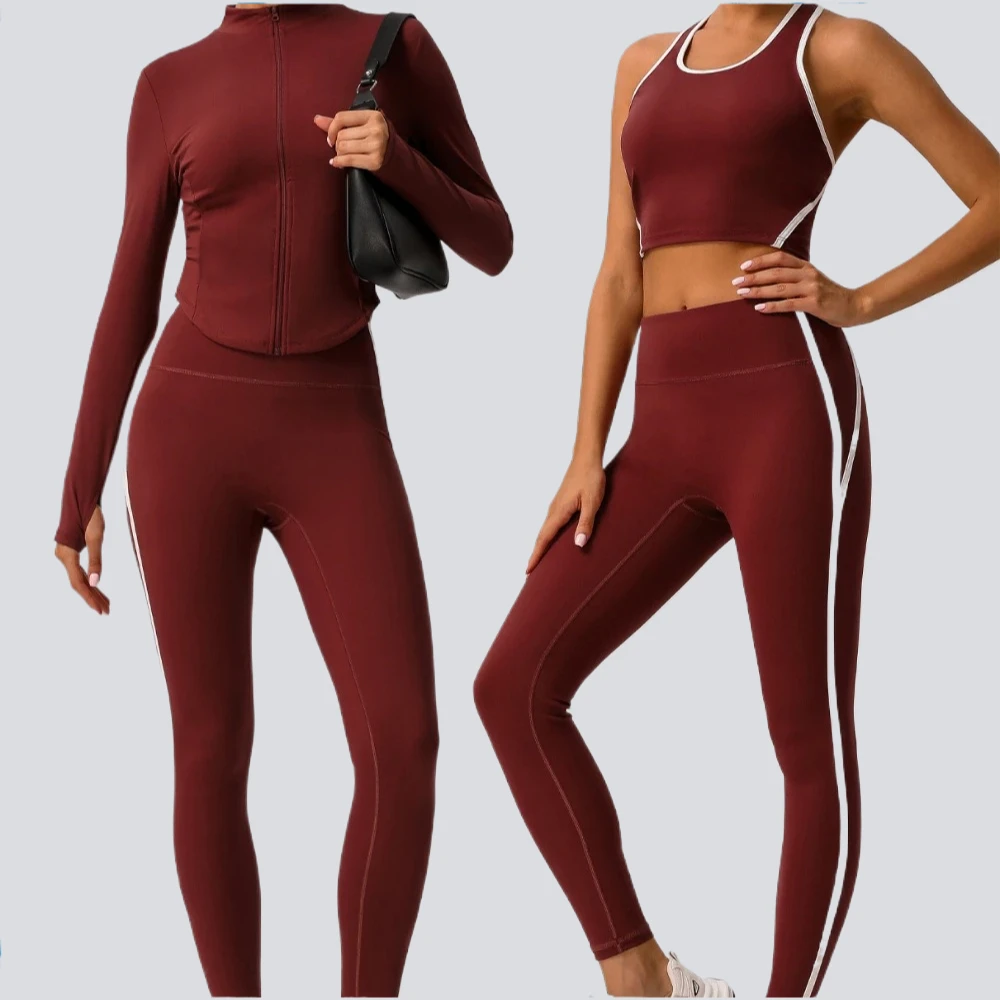 

Спортивный костюм для йоги с эффектом коррекции фигуры, колор-блок, высокая талия, леггинсы с длинными рукавами, женская одежда для тренировок в зале и на улице, многофункциональная спортивная одежда