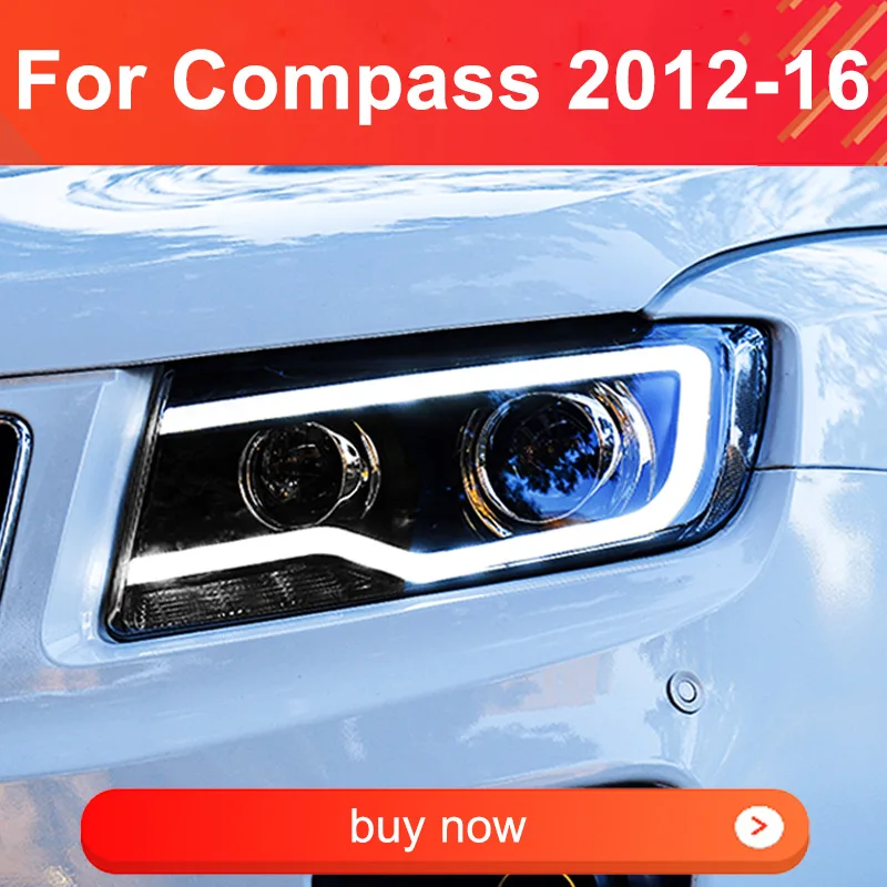

Автомобильные светодиодные фары для JEEP Compass 2012-2016, фары Plug and Play с DRL H/L линза проектора, передний бампер, светодиодные фары