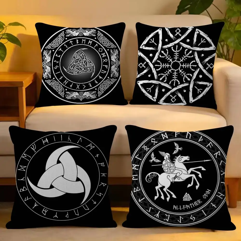 Viking Amulet Decorative Room Aesthetics Pillow Case Home Decor Bedroom Sofa Bed Couch Pillow Cover 45x45 Fashion