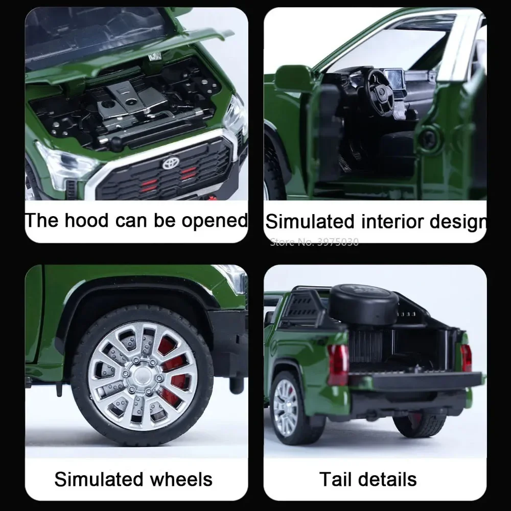 1:32 Tundra Prado alliage moulé sous pression voitures modèles jouets Miniature tout-terrain véhicule avec son lumière retirer décoration cadeaux pour les garçons