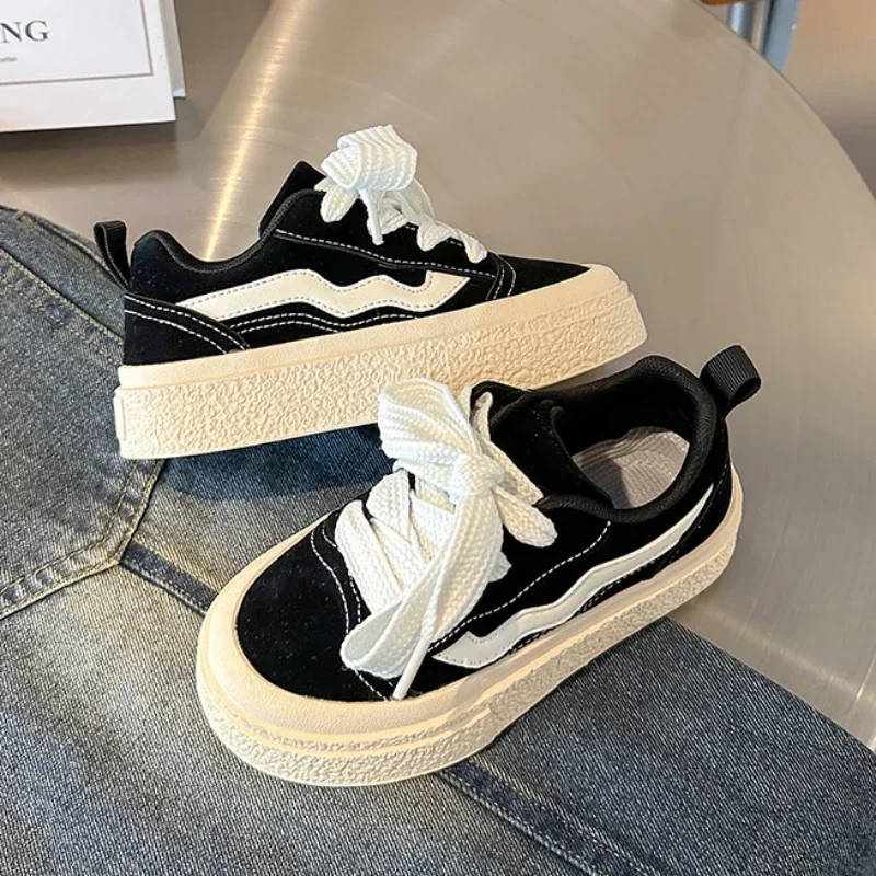 Children Striped Canvas Shoes Performance Shoes for Boys Toddler Girls Thick Bottom Platform Shoes Tennis 6-14 Y Spring Autumn