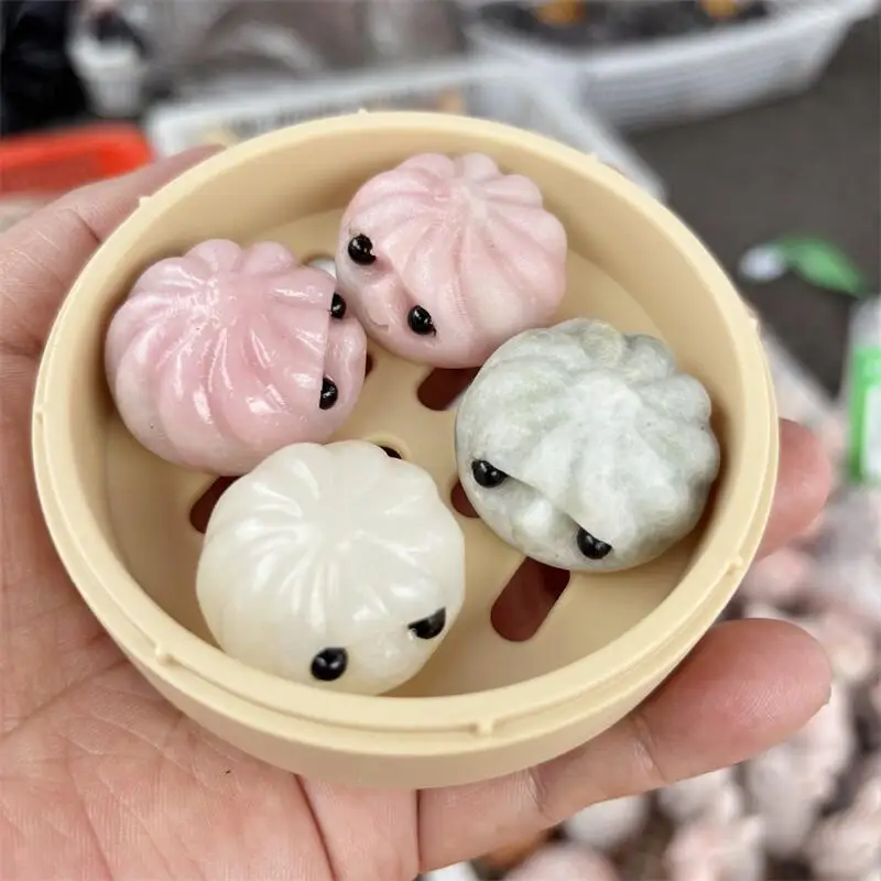 

Natural Pink Opal Xiaolongbao Carving Fox Fairy Carving Statue Healing Fengshui Sculpture For Decoration Holiday Gift 1pcs