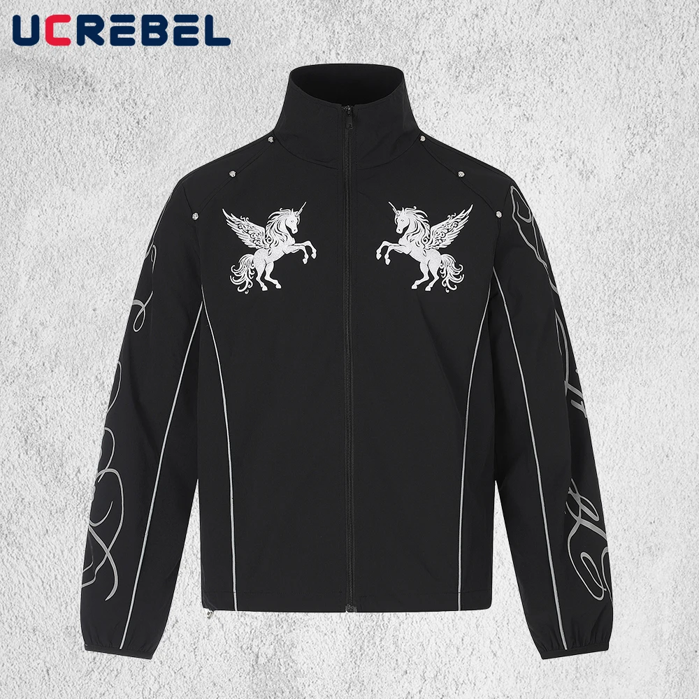 Embroidery Unicorn - Unicorn Embroidery Jacket Mens Autumn Number