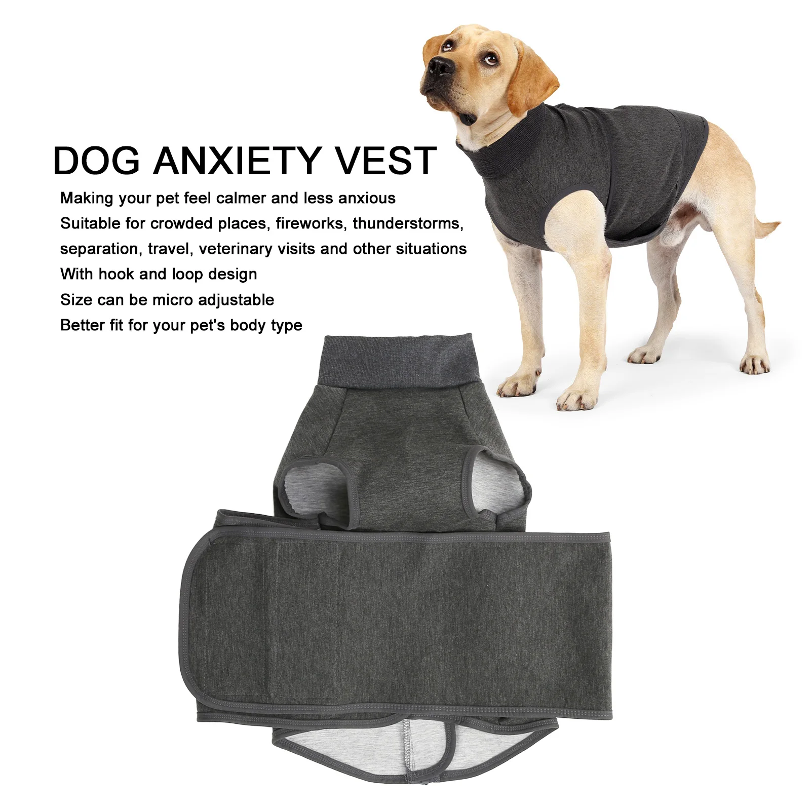 Dog Comfort Clothes Keep Calm And Reduce Anxiety Breathable Dog Anxiety Vest Jacket With Hook And Loop