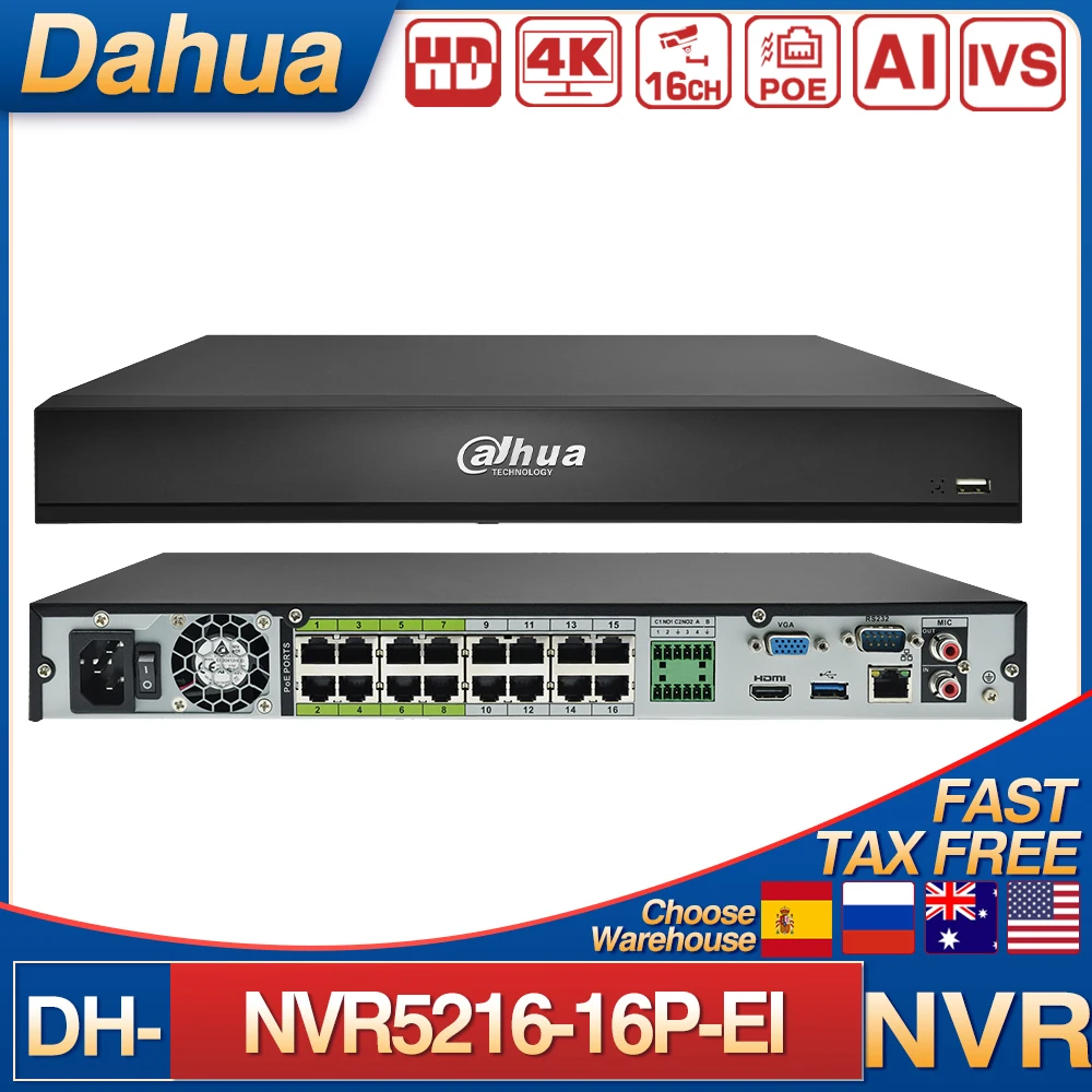 

Original Dahua NVR5216-16P-EI 32MP 16CH 16PoE 2HDDs WizSense NVR AI4K 2HDD WizSense AcuPick Network Video Recorder