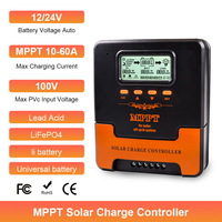 MPPT 10A 20A 30A 40A 50A 60A Solar Charge Controller 12V 24V Auto PV Regulator 100VDC For Lead Aacid Lithium Battery