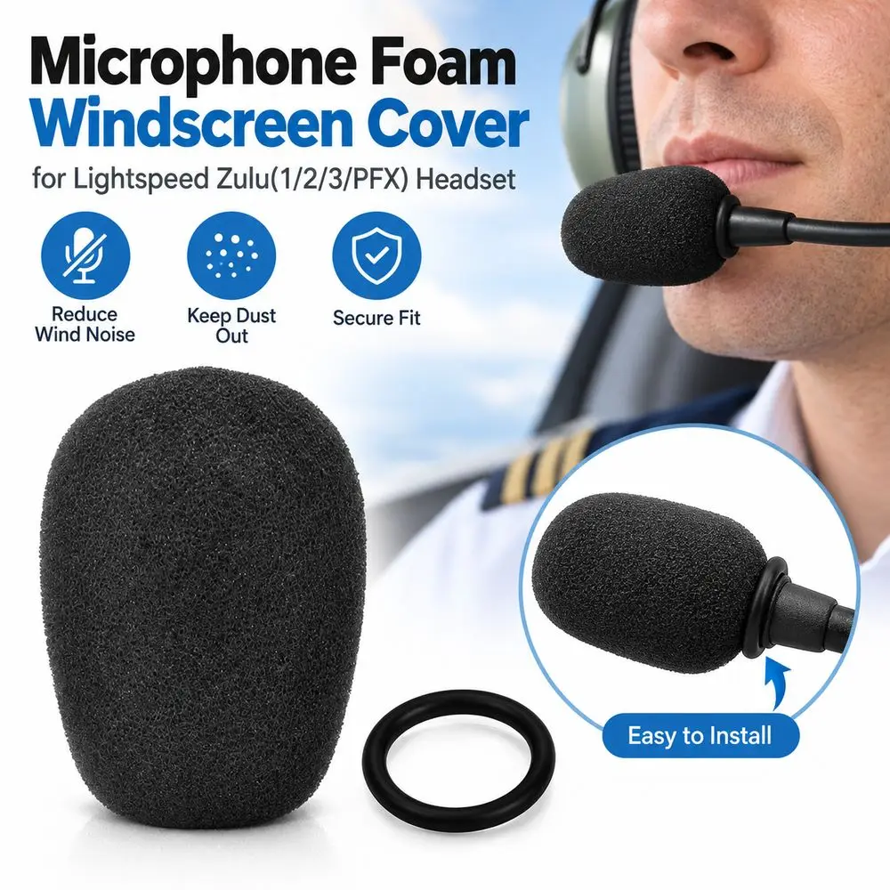 1pcs Replacement Mic Windscreen Cover with Silicone Ring Wind Noise Reduction Microphone Muff for Lightspeed Zulu(1/2/3/PFX)