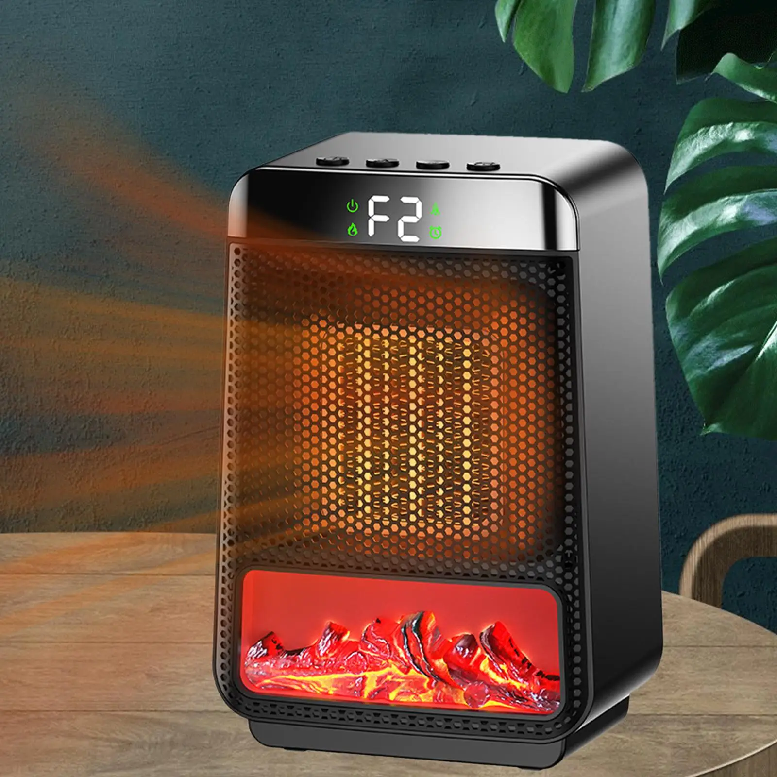 

Electric Fireplace Heater W/ LED Flame Adjustable Lightweight Space Heater for Indoor Bedroom Office Living Room Desktop