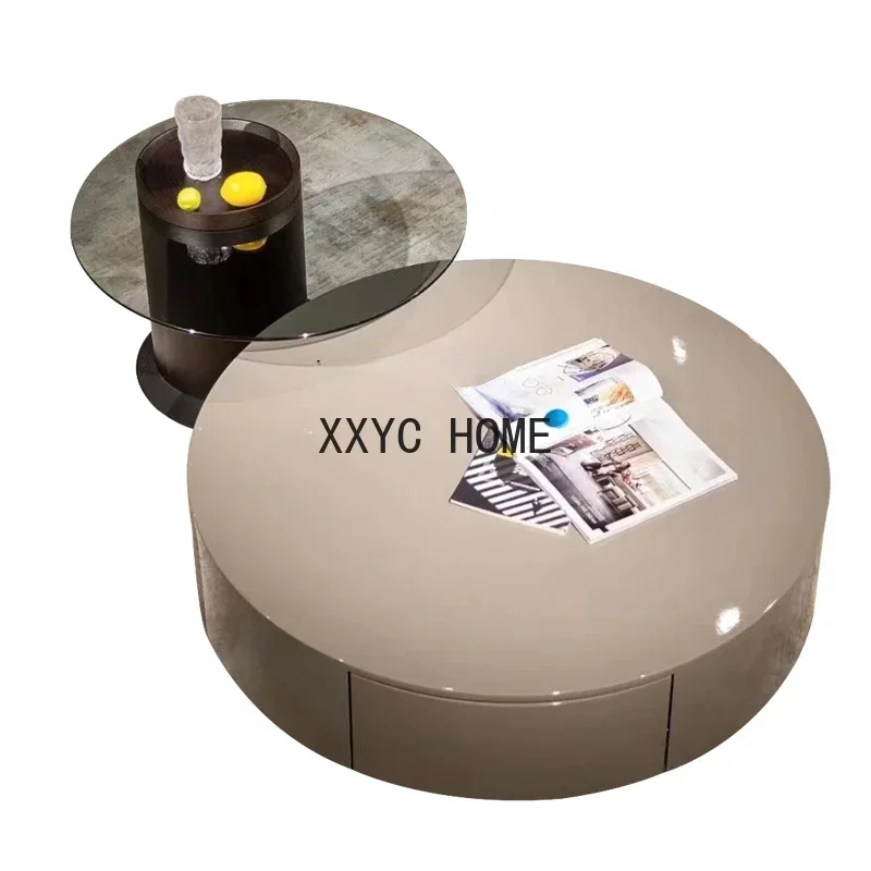 

Итальянский минималистичный чайный столик для гостиной, комбинированный, в стиле легкой роскоши, с покрытием, маленький и большой круглый, раздвижной, для детей и родителей
