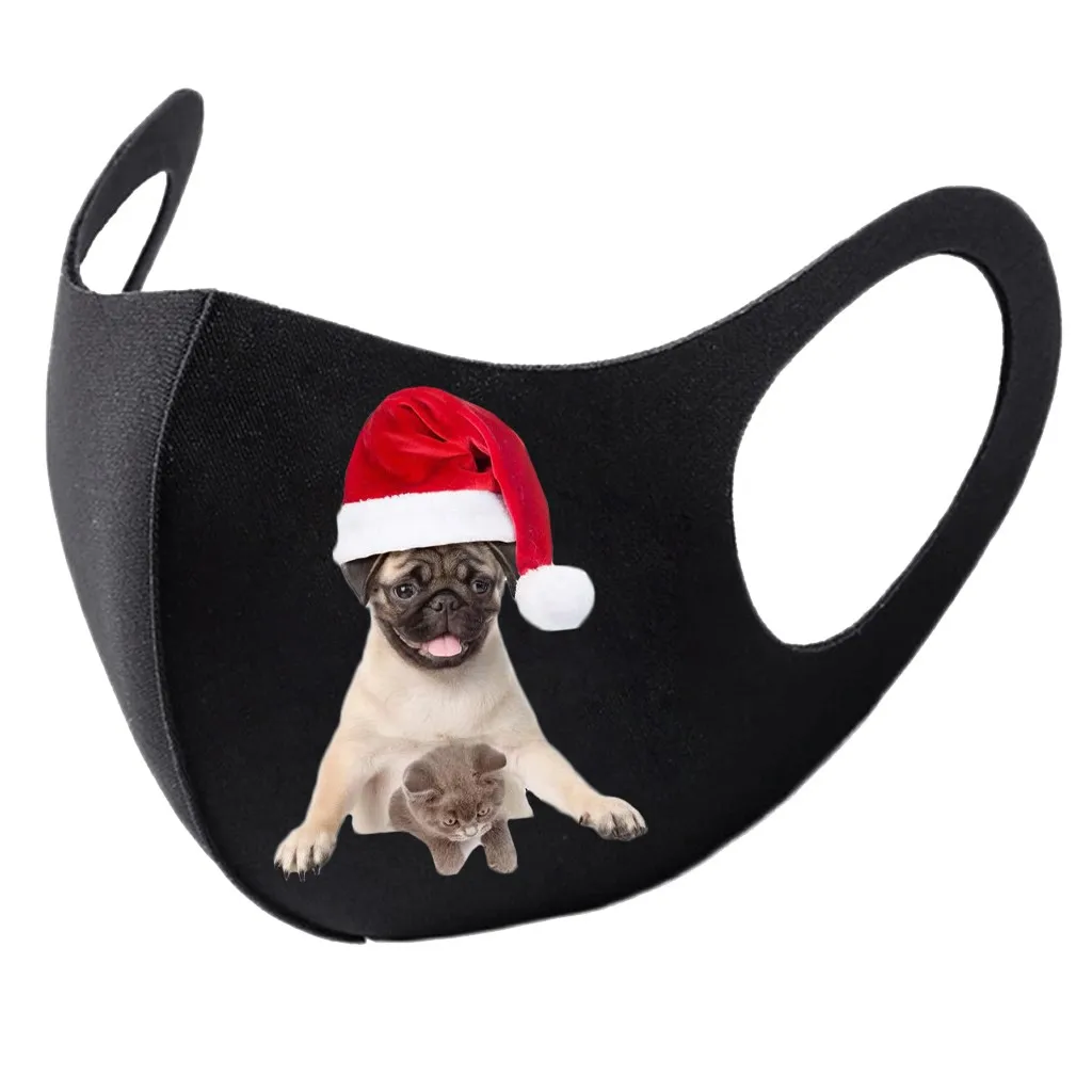 1 قطعة قناع مقاوم للغبار قابل للغسل عيد الميلاد قناع الحيوانات الأليفة الكرتون حماية عطلة شعبية متعة متنوعة من الأنماط اليومية متعددة الوظائف #1