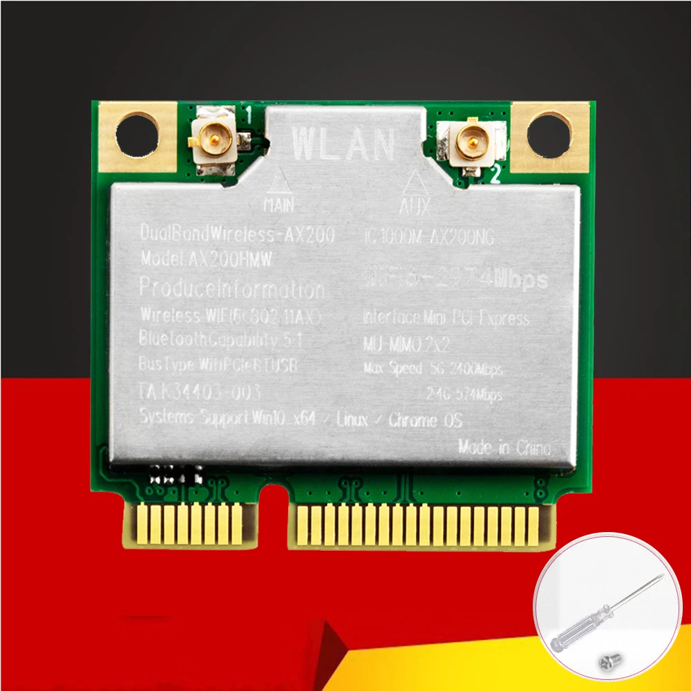 

NEW 2974Mbps Wifi 6 Dual Band Wireless Half Mini PCI-E Network Wlan Wifi Card Bluetooth 5.1 802.11ax/ac 2.4/5Ghz Adapter MU-MIMO