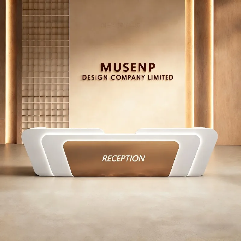 

Led Restaurant Reception Desks Drawers Storage Cashier Front Reception Desks Commericial Design Empfangstheke Furniture Office