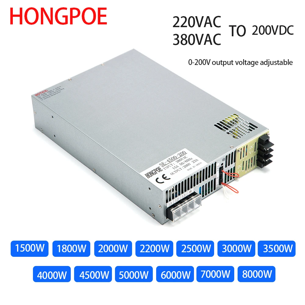 fonte de alimentacao ajustavel 200v 05v sinal analogico plc pmw controle tensao de saida ou corrente 15008000w 110v 220v ac para dc 200v 01