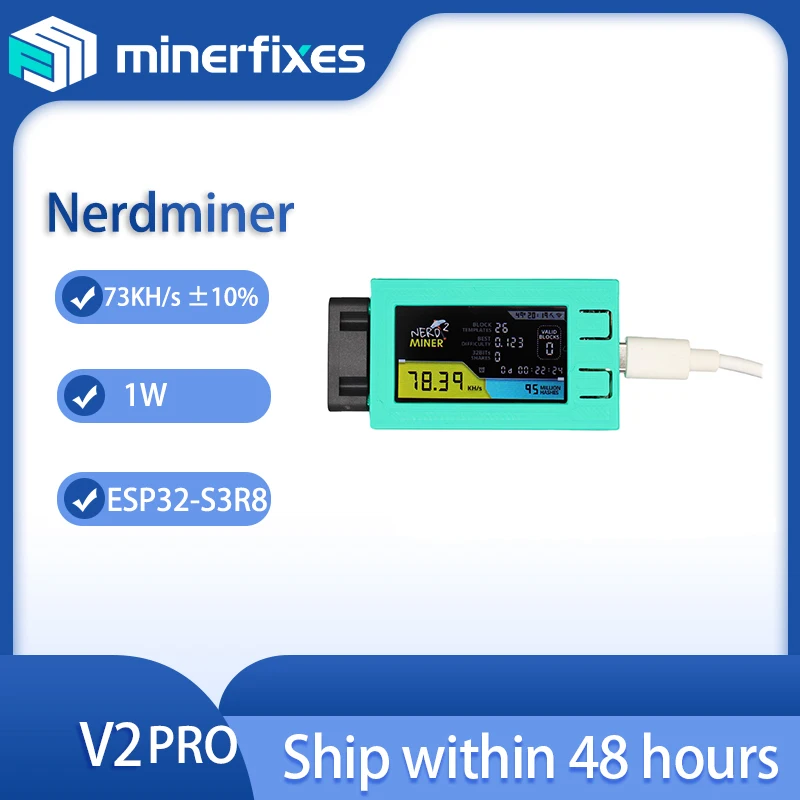 

Устройство для майнинга Nerdminer V2 Pro Mini BTC с охлаждающим вентилятором, 56 K/S