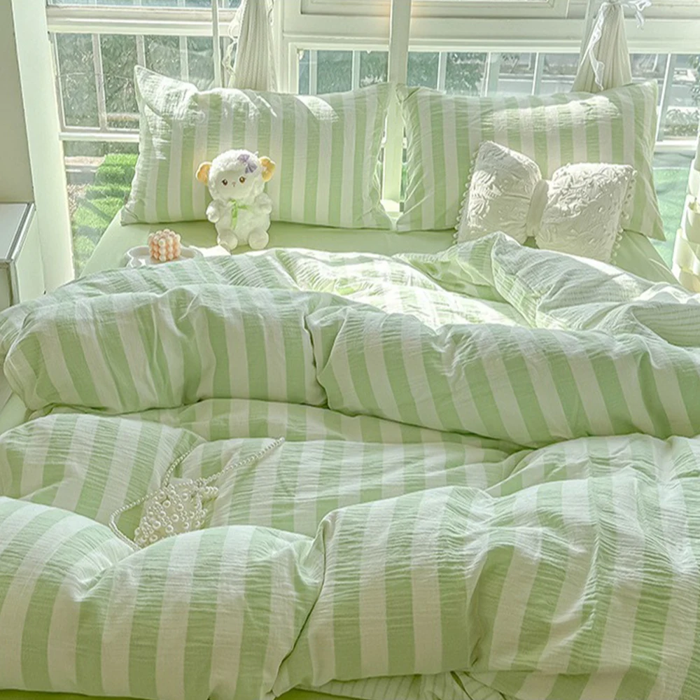 

3pcs Striped Duvet Cover Set Including 1 Duvet 2 Pillowcases Cozy Home Bedding Set