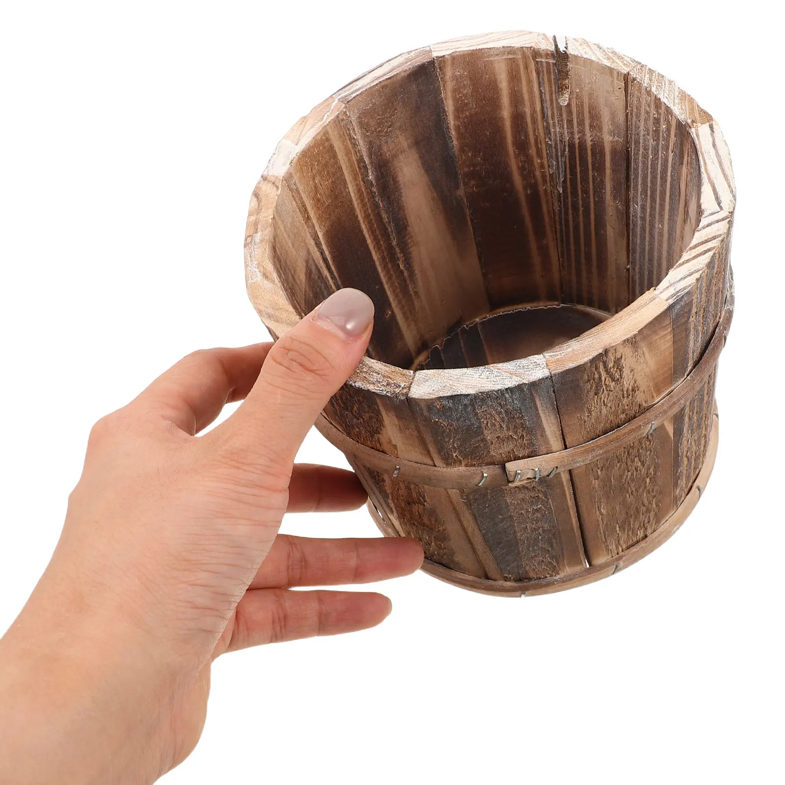 Wood Flower Pot Whiskey Barrel Planters Rustic Wood Barrel Planter Patio Garden Succulent Plants Wooden Flower Vase Wedding