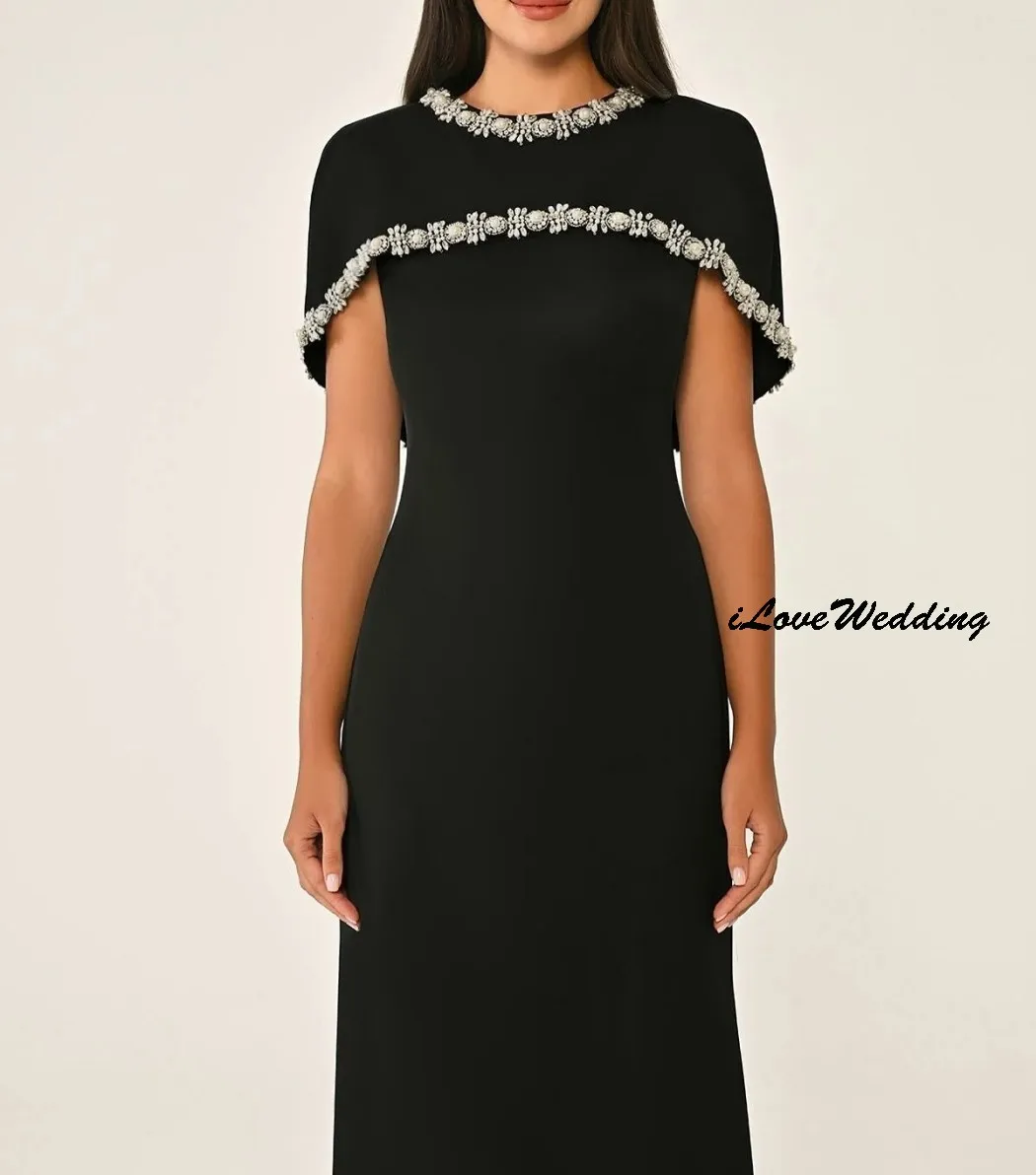 O-Neck Crystal Prom Dresses 2025 Elegant Short Sleeve Evening Dress Formal Gowns Wedding Party Dress For Women Guest Customized