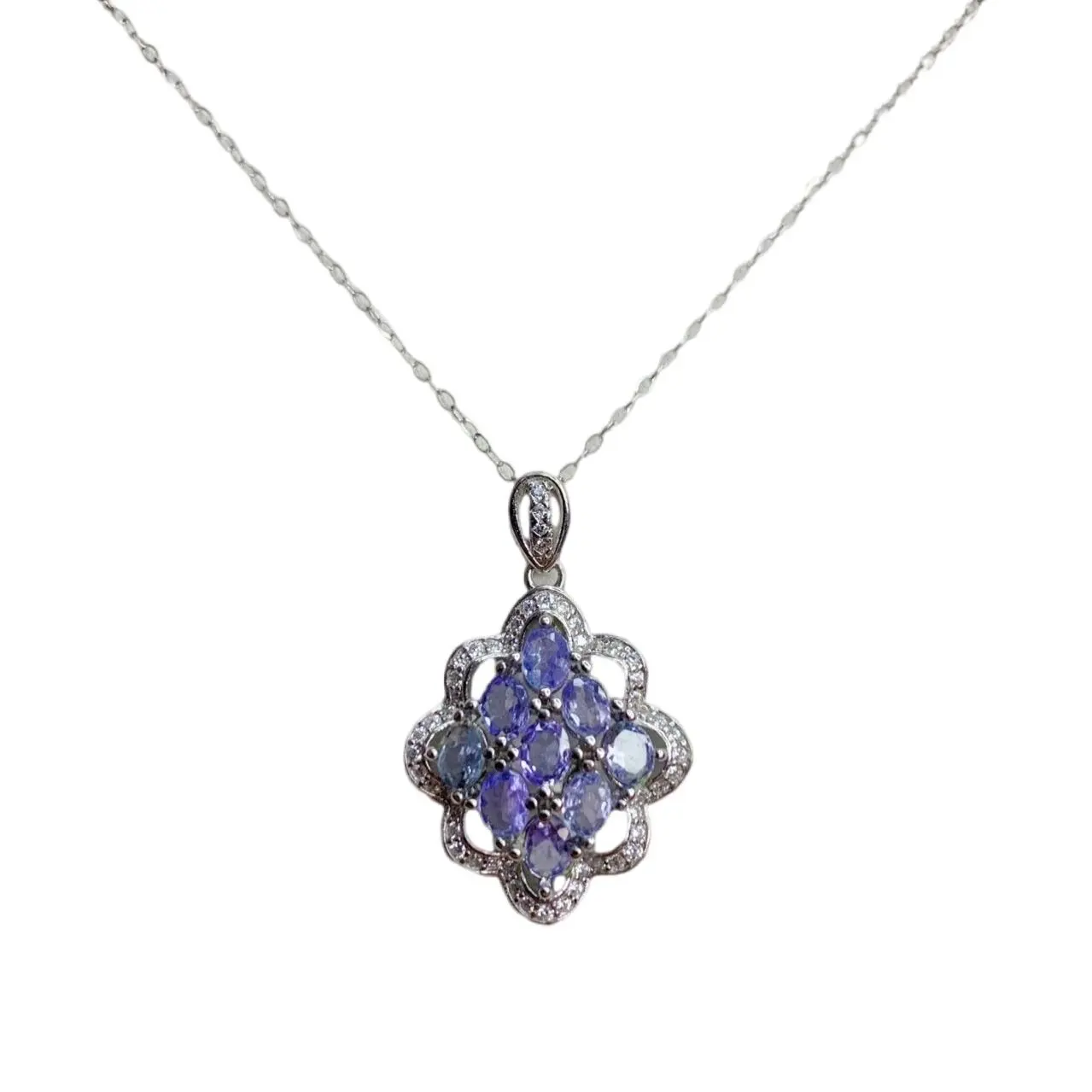 

ZECAA S925 Tanzanite Fine Jewelry Pendant With Natural Tanzanite Gemstone 3*4mm Lady S925 Silver Tanzanite Pendant For Woman