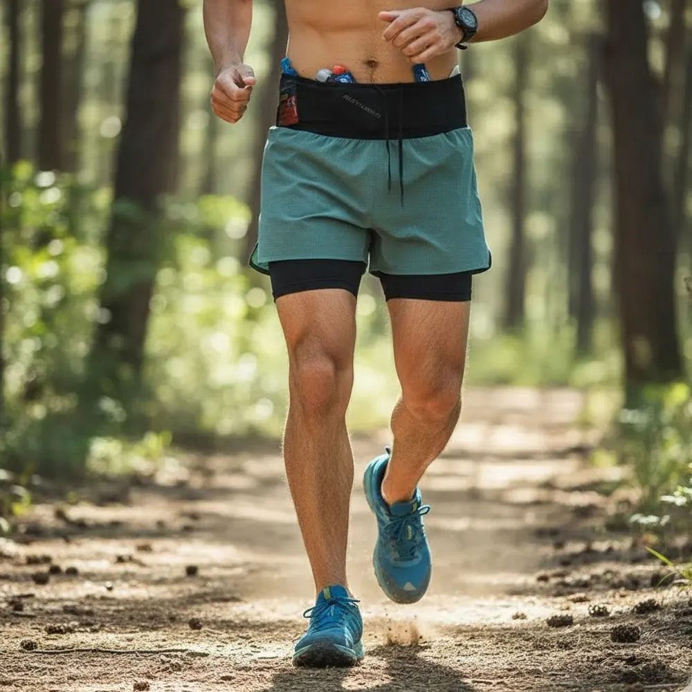 

Mens Fitness Training Shorts 3" Quick Dry Running Shorts with Triangle Liner Wrap Mesh Waistband Zipper Pocket Marathon Trail