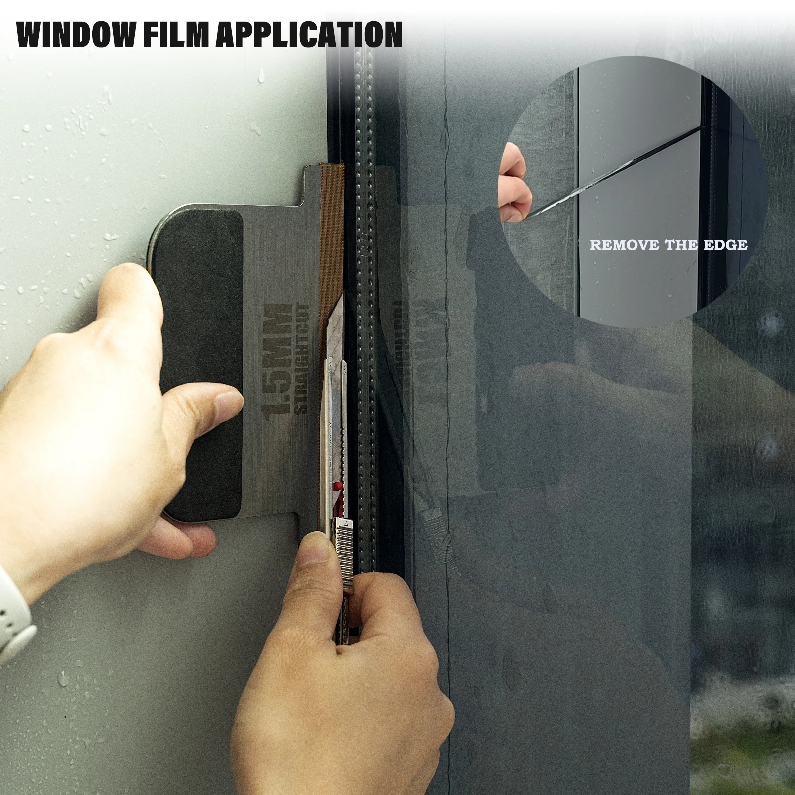 EHDIS 1mm&1.5mm Edge Straight Cuts Guide Tool Set For Wallpaper Glass Film Installation PTFE Felt Wrapped Precision Trimming Aid