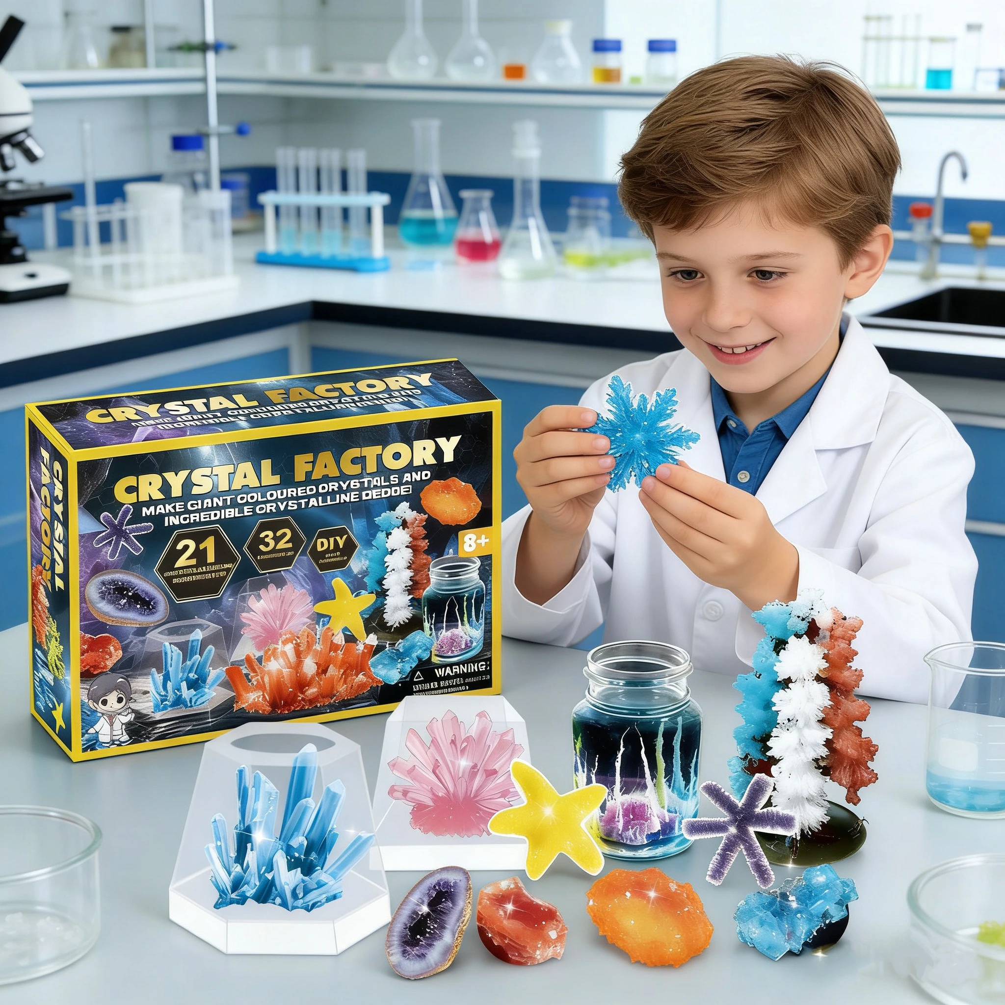 

21-in-1 Crystal Cultivation Science Kit DIY STEM Educational Toys Interactive Puzzle Games Educational Gifts for Kids