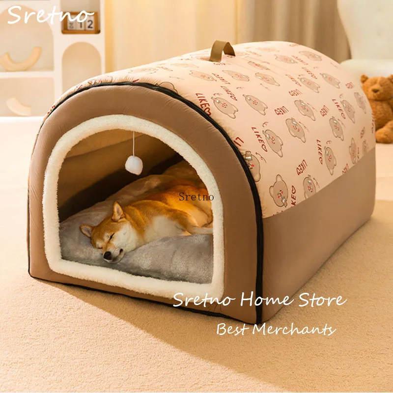

SRETNO Big Dog House Warm in Winter Dog Beds Removable and Washable Dog Bed, Cat Bed Sleeping Mat Pet Supplies Cama Para Perros