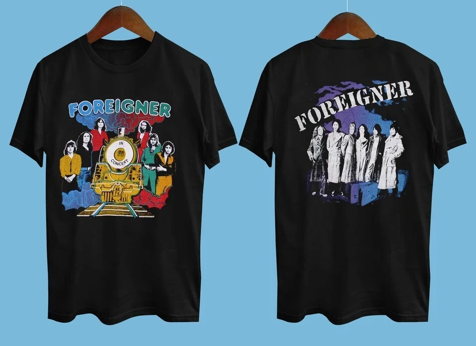 

FOREIGNER BAND CONCERT TOUR SHIRT ВИНТАЖ 1978, черная рубашка всех размеров, мужская и женская летняя повседневная хлопковая футболка для экипажа