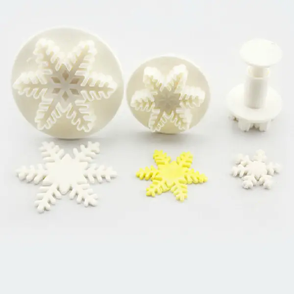 3Pcs Fondant Cutter Plunger Set White Hard ABS Plastic Ideal for Sugar Paste Petal Paste Marzipan DIY Craft Clays