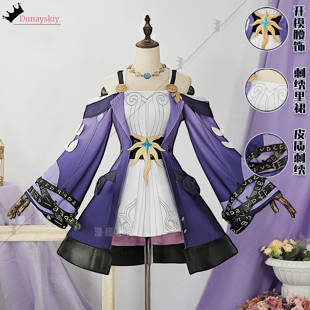 Honkai: Star Rail Cyrene Cosplay Costume Cyrene Purple Lolita Women's Dresses Uniform Anime Halloween Play Role Wig Shoe Suit