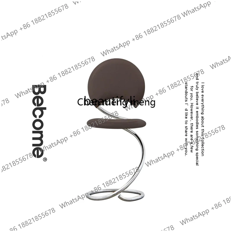 Stainless Steel Black Snake Ring Steel Chair Leather Soft Bag Backrest without Armrest Modern Creative Design Dining Chair