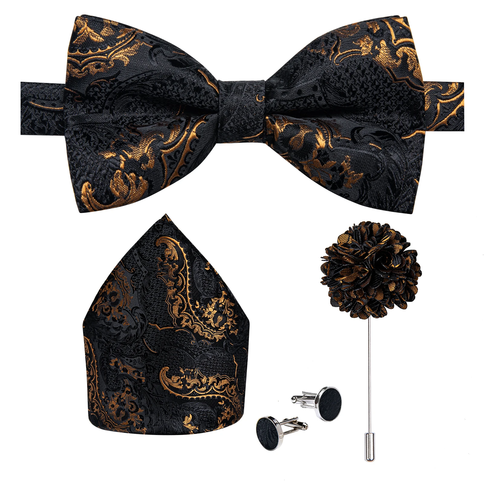 Hochzeitsfliege für Herren, klassisch rot, vorgebundene Fliege, Manschettenknöpfe, Ansteckblume, Set für Partys, Schmetterlingsknoten, Geschenk, Herren-Accessoires – Detail 35