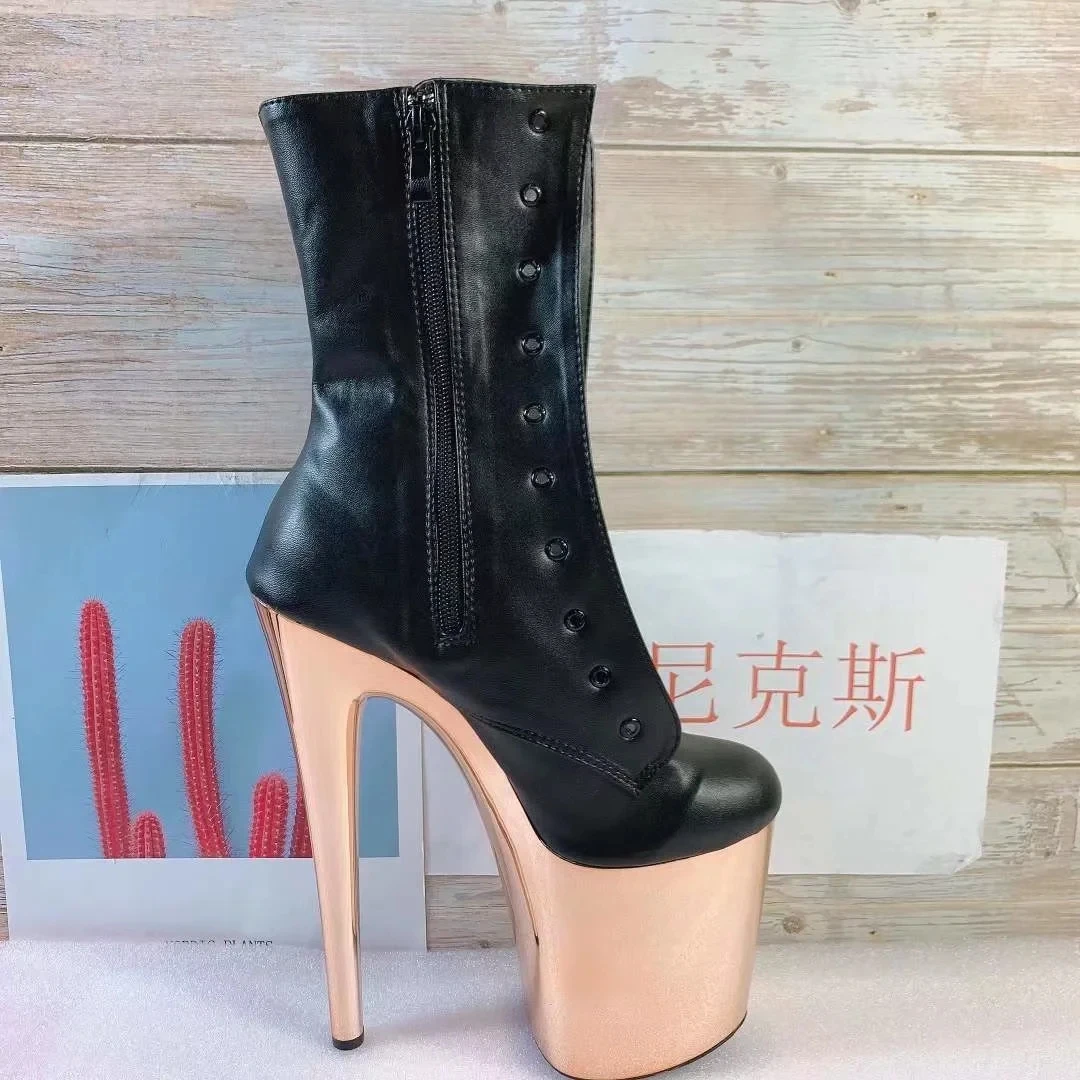 20 cm high electroplated sole heel ankle boots, sexy Princess banquet low boots, 8 inches beautiful club pole dancing shoes