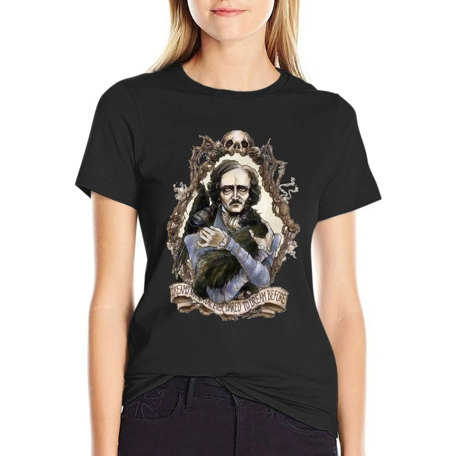 

Women Men Edgar Art Allan Poe Cool Gifts T-Shirt Female clothing sweat Woman T-shirts