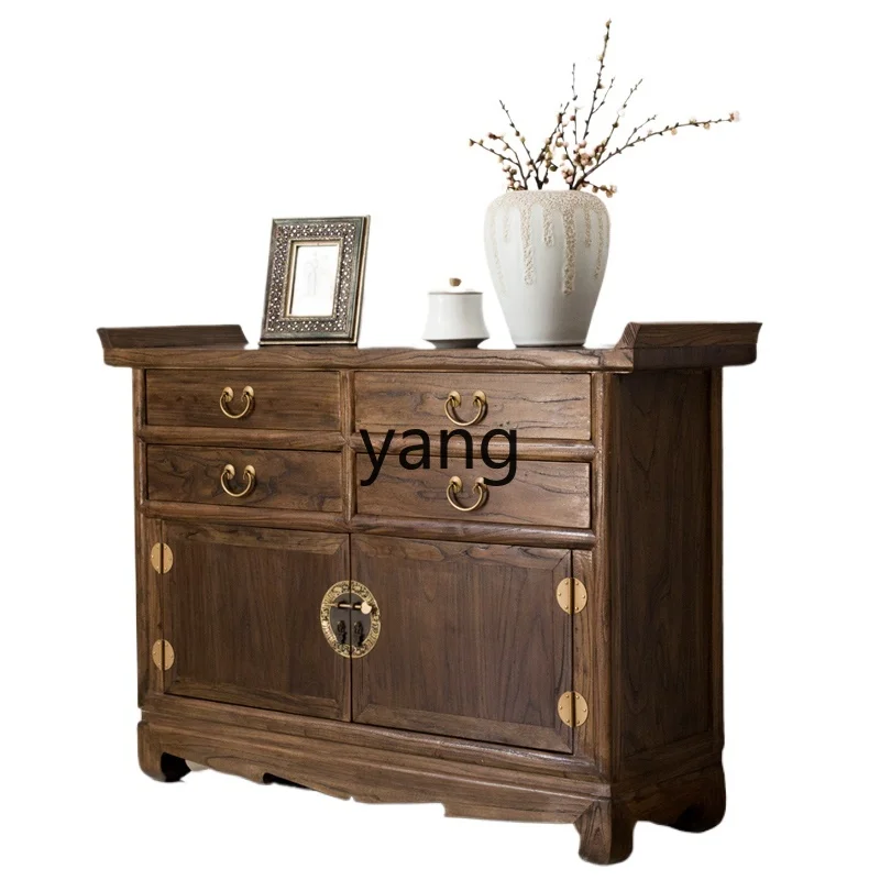 

LMM New Chinese Solid Wood Entrance Cabinet Living Room Partition Decoration Upturned Head Supply Table