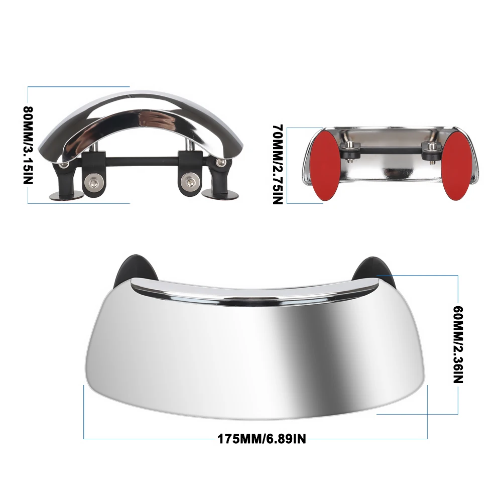 

Wide Angle Rearview Mirror for Motorcycle Scooter 180 Degree Safety Mirror ABS Chrome Durable Fits Most Bikes Car