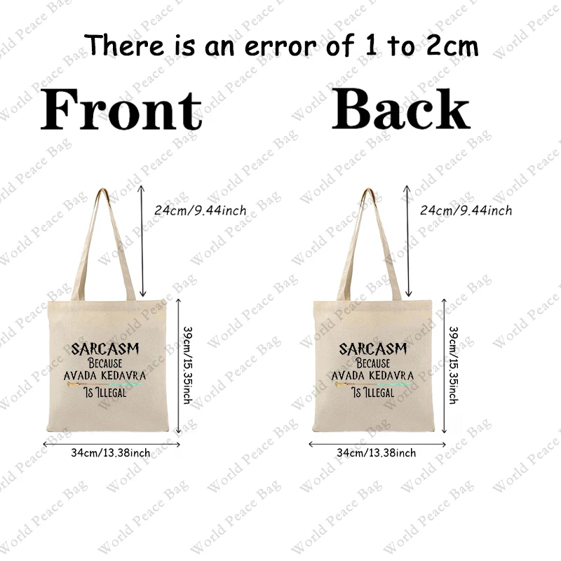 1 pc Sarcasm Because Avada Kedavra Is Illegal pattern Tote Bag Canvas Shoulder Bag For Travel Daily Commute Women's Reusable