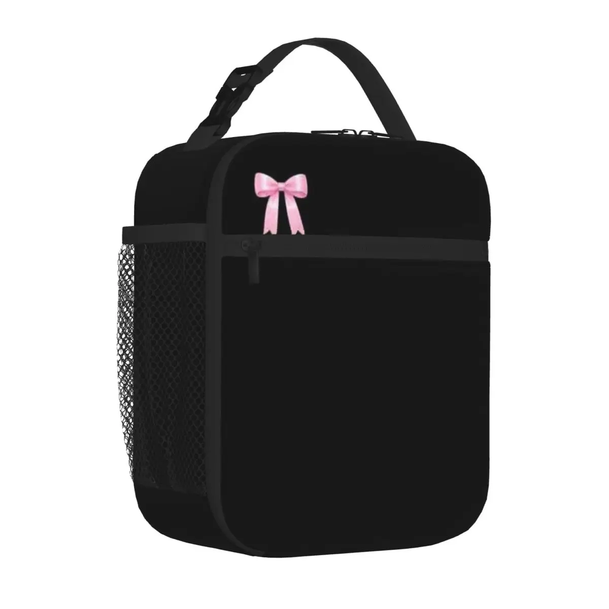 Bestselling Pink Satin Ribbon Bow Illustration Parent Child Matching Travel Lunch Bag Rv Travel Neoprene Lunch Bag