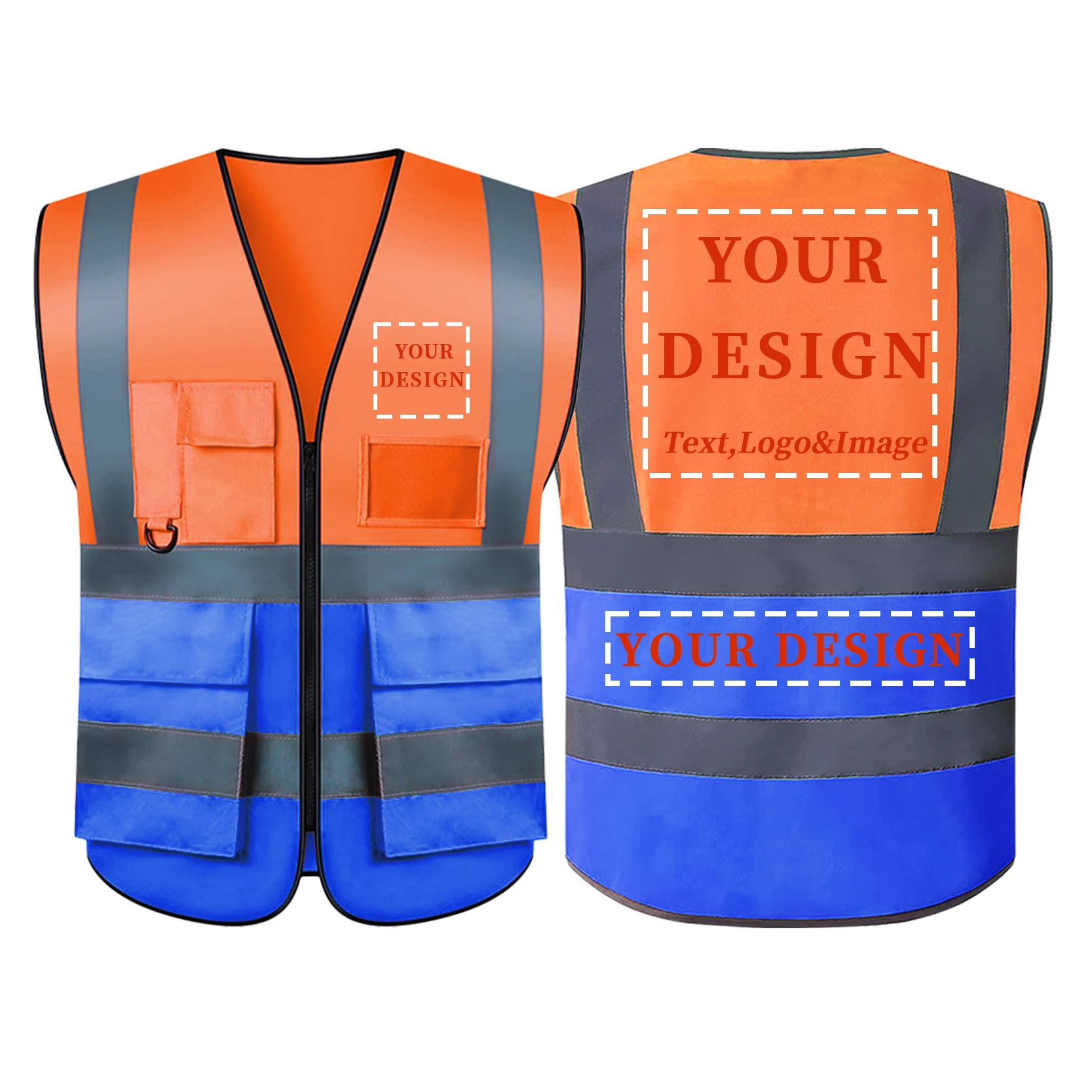 High Visibility Safety Reflective Vest Fabric Large Pocket Printable LOGO Construction Worker Work Clothes Night Cycling Clothes