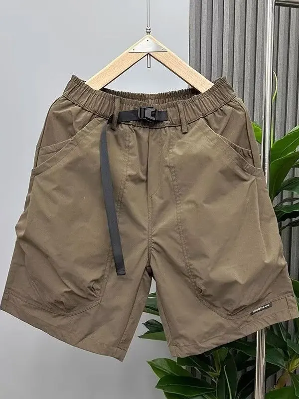 กางเกงทำงานสไตล์ญี่ปุ่นสำหรับผู้ชาย ทรงหลวม ใส่สบาย เหมาะกับฤดูร้อน ทรงขาตรง แห้งเร็ว ความยาวห้าส่วน สไตล์เกาหลี