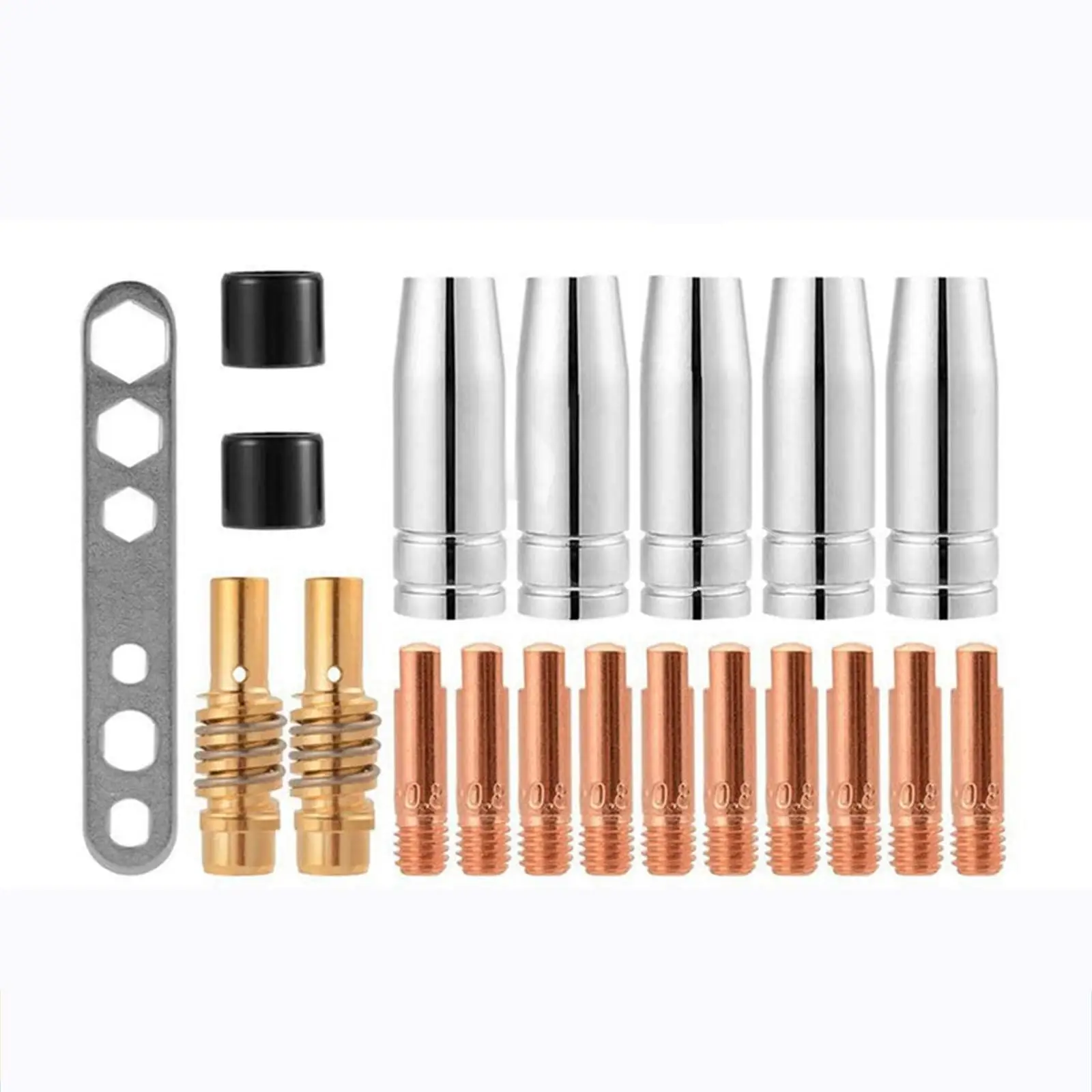 Welding Torch Consumables Kit Copper Gas Nozzle Power Nozzle Nozzle Stem Insulator Tool for MIG TIG Welding Machine Repair Parts