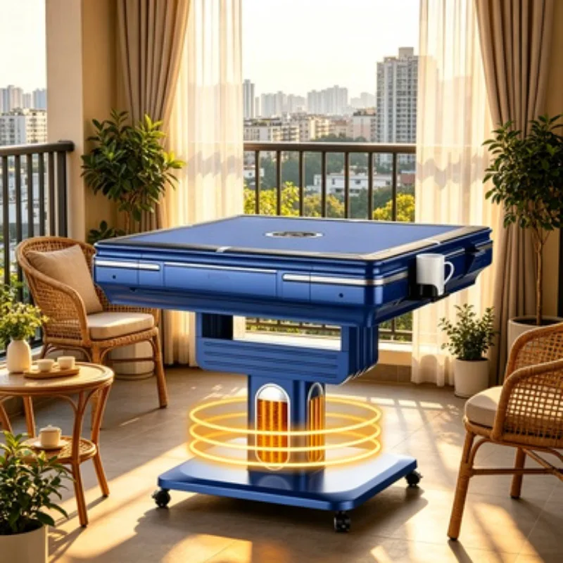 Multifunctional Folding Mahjong Machine, Automatic 4-Player Mahjong Table, Portable Electric Mahjong Table